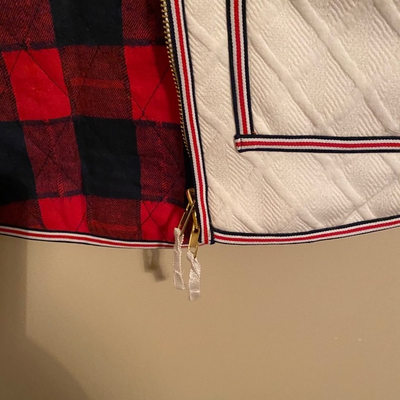NWT THML zip Vest XS Plaid Cream Quilted - Picture 4 of 5